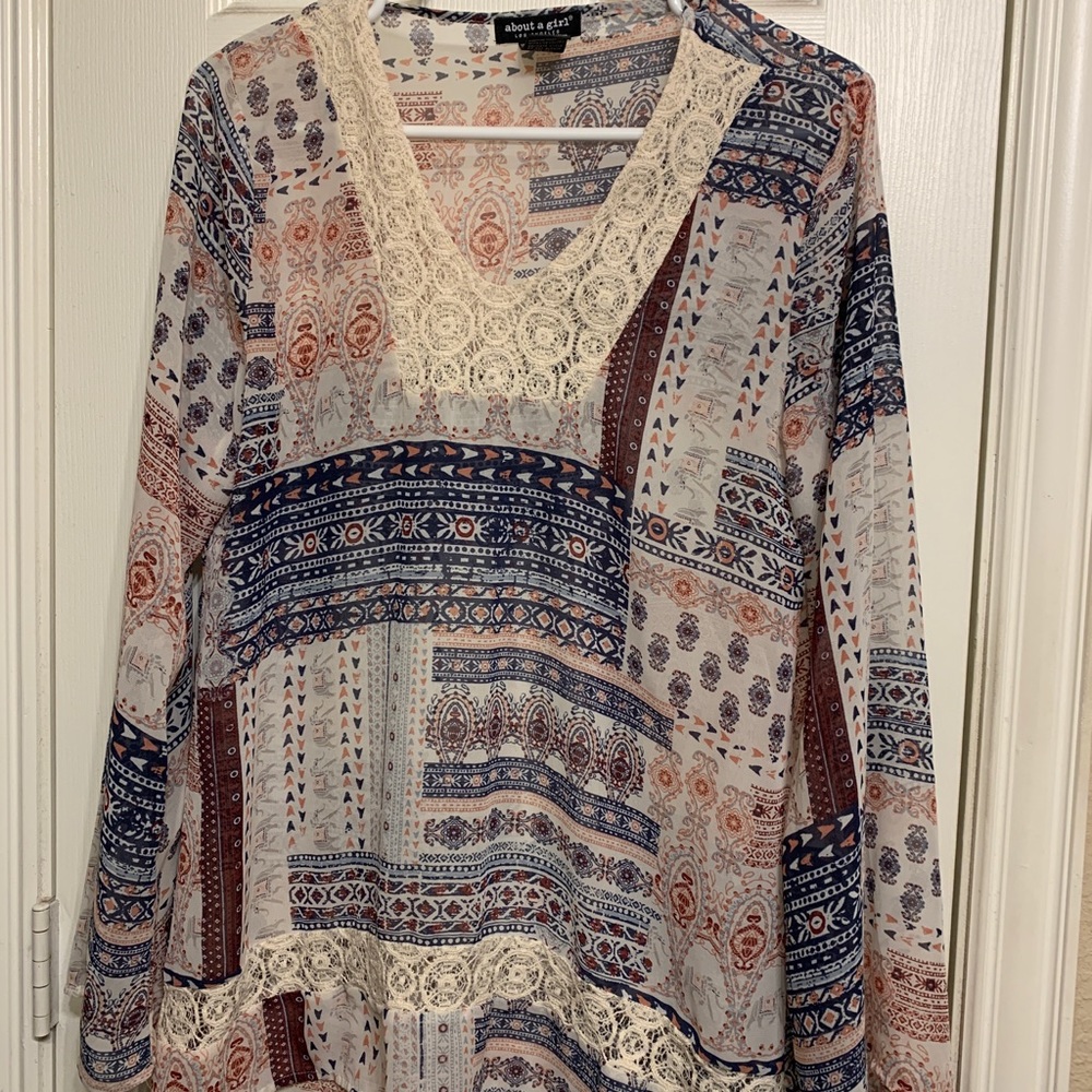Patterned sheer tunic